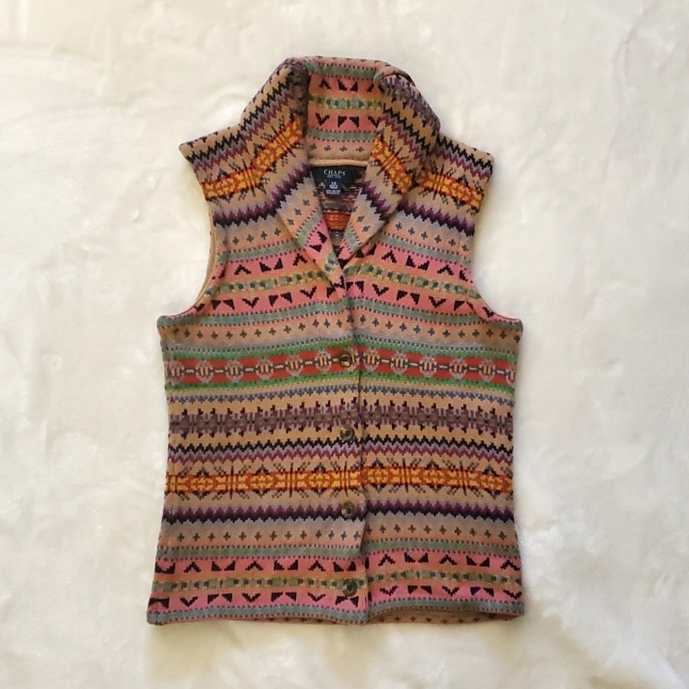 Chaps Multicolor Knit Vest XS